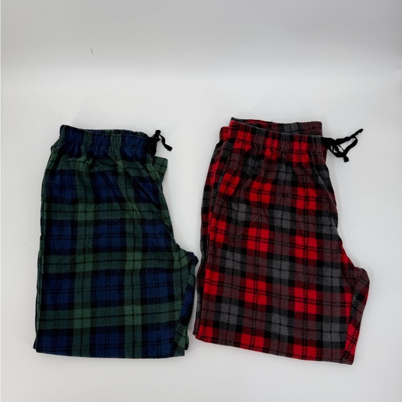 Collecting Etc Unisex Bundle Of Plaid Lounge Pants Set in Red and Blue Size XL - Picture 2 of 7